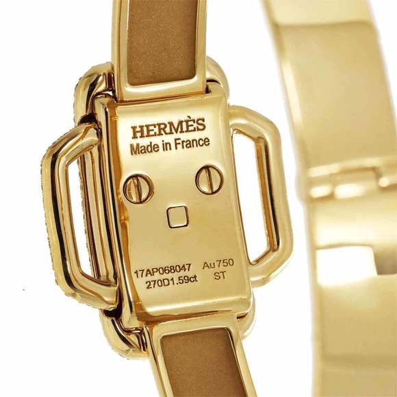 HERMES Suntulle Diamond 1.59ct Bracelet 16cm K18 YG Yellow Gold 750 Bangle - Picture 5 of 9